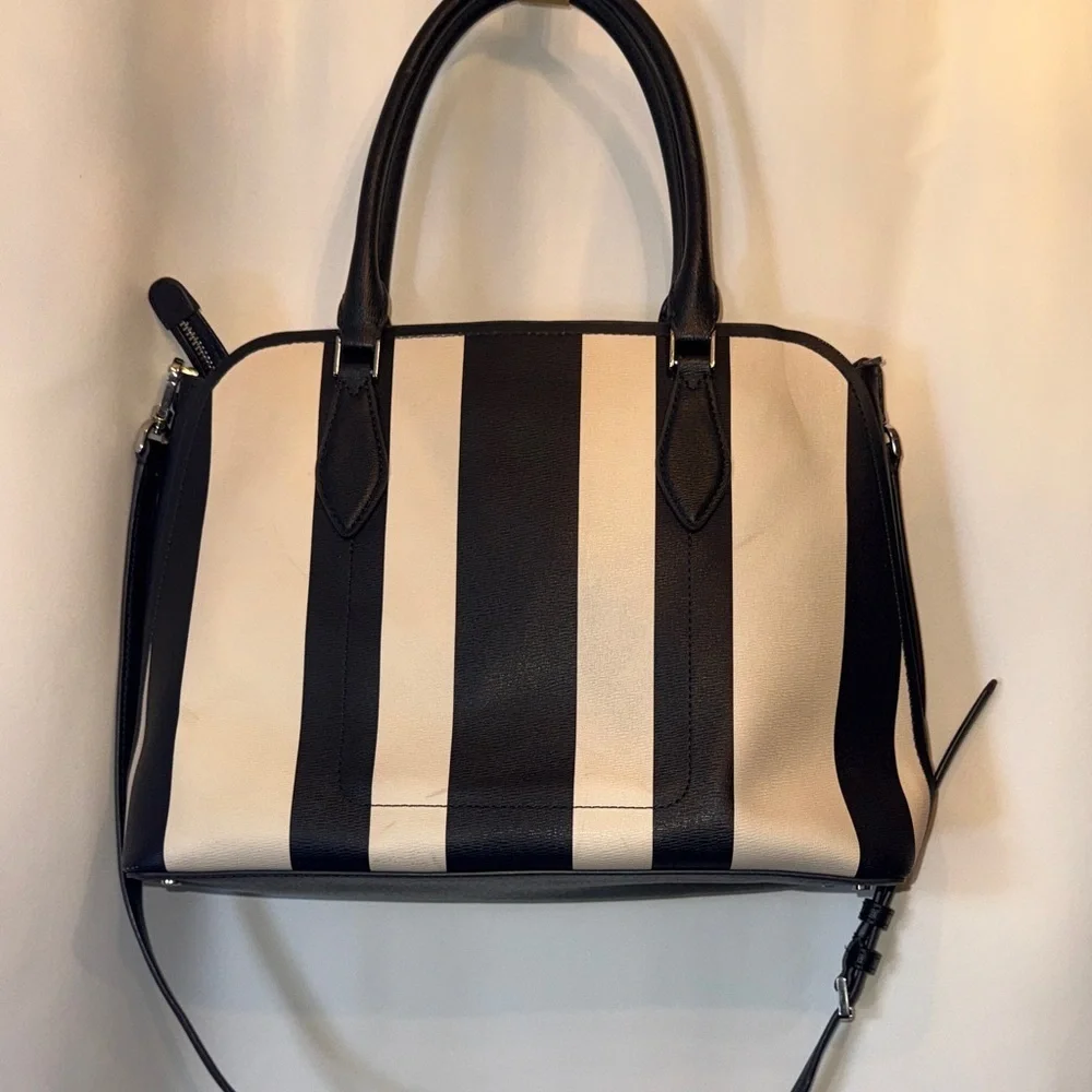 Kate Spade navy and White Striped Satchel